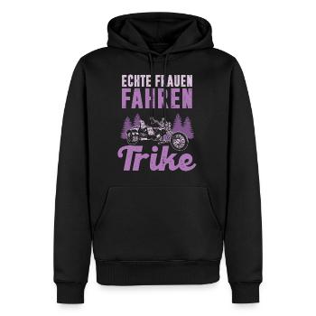 Echte Frauen fahren Trike Trikerin Dreirad Triker - Männer Premium Bio Hoodie - Schwarz - Vorne - Nico (187cm)