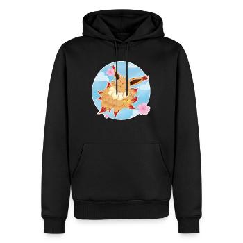 Adorable petit Renard à neuf queue / kitsune - Sweat à capuche Premium bio Homme - noir - Devant - Nico (187cm)