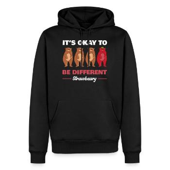 It's okay to be different - Strawbeary - Erbeere - Männer Premium Bio Hoodie - Schwarz - Vorne - Nico (187cm)