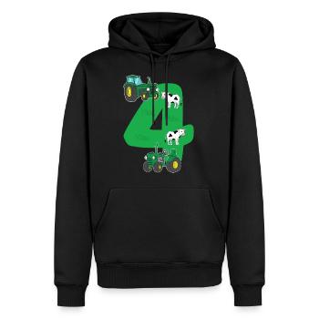 Geburtstagsshirt 4 Jahre Traktor 4. Geburtstag - Männer Premium Bio Hoodie - Schwarz - Vorne - Nico (187cm)