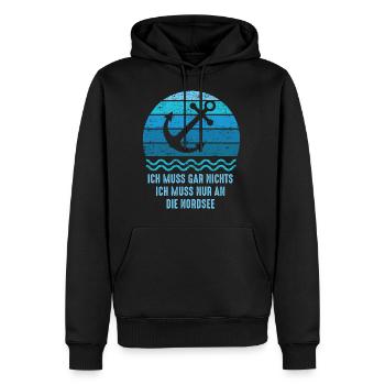 Ich muss gar nichts ich muss nur an die Nordsee - Männer Premium Bio Hoodie - Schwarz - Vorne - Nico (187cm)