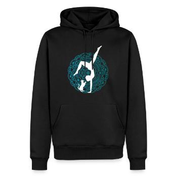 Women's Yoga Outfit with Cat Yoga Pilates Qi Gong - Men’s Premium Organic Hoodie - black - Front - Nico (187cm)