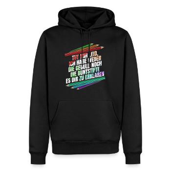 Pas les crayons de couleur pour t’expliquer - Sweat à capuche Premium bio Homme - noir - Devant - Nico (187cm)