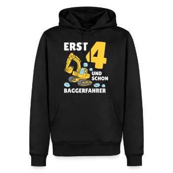 Bagger 4 Jahre Baustelle 4 Geburtstag Junge - Männer Premium Bio Hoodie - Schwarz - Vorne - Nico (187cm)