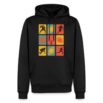 Retro American Football - Sweat à capuche Premium bio Homme - noir - Devant - Nico (187cm)