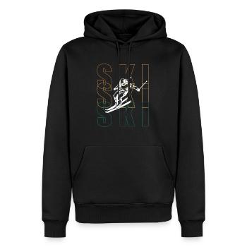 Skieur cadeau - Sweat à capuche Premium bio Homme - noir - Devant - Nico (187cm)