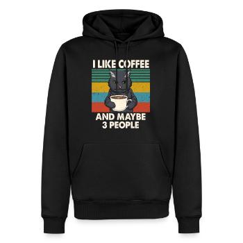 I like Coffee And Maybe 3 People I Hate People - Männer Premium Bio Hoodie - Schwarz - Vorne - Nico (187cm)