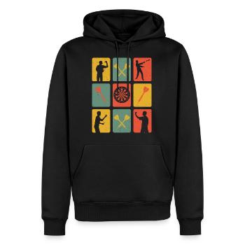 Fléchettes Rétro - Sweat à capuche Premium bio Homme - noir - Devant - Nico (187cm)
