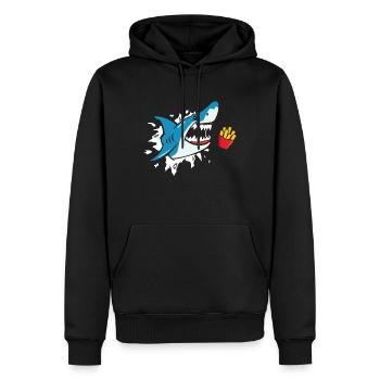 Le requin mange des frites amateurs de frites Fries Amant - Sweat à capuche Premium bio Homme - noir - Devant - Nico (187cm)