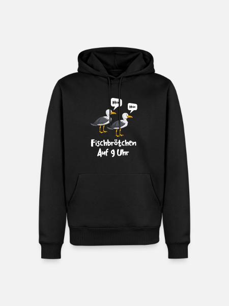 Moin Fischbrötchen auf 9 Uhr Möwe Plattdeutsch - Männer Premium Bio Hoodie - Schwarz