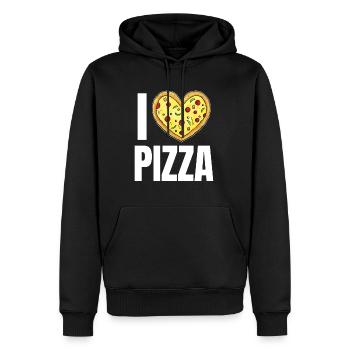 Es Ist Pizza-Zeit Mit Leckerer Pizza - Männer Premium Bio Hoodie - Schwarz - Vorne - Nico (187cm)