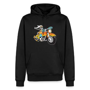 Motorradfahrer Hase Raucher Rauchendes Kaninchen - Männer Premium Bio Hoodie - Schwarz - Vorne - Nico (187cm)
