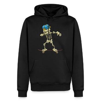 Dabbing Skeleton Skateboard - Männer Premium Bio Hoodie - Schwarz - Vorne - Nico (187cm)