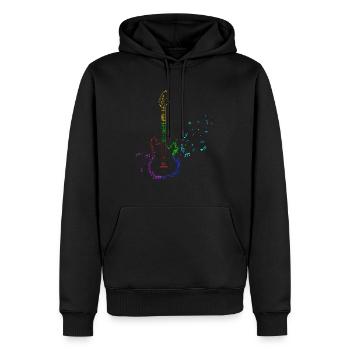 Rétro Guitare électrique Notes de musique Musique Guitare électrique Partitions - Sweat à capuche Premium bio Homme - noir - Devant - Nico (187cm)