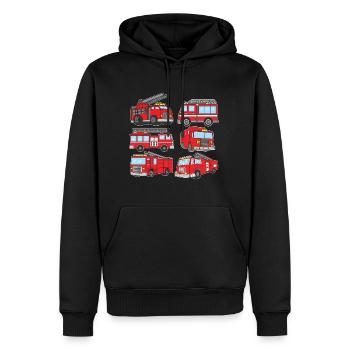 Camion de pompiers Pompiers Véhicule d’intervention - Sweat à capuche Premium bio Homme - noir - Devant - Nico (187cm)