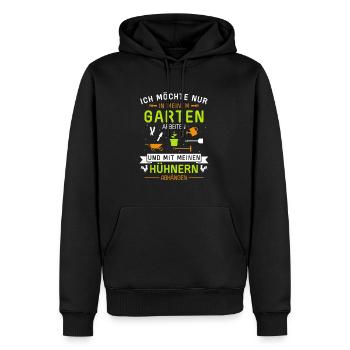 Im Garten arbeiten und mit Hühner abhängen - Männer Premium Bio Hoodie - Schwarz - Vorne - Nico (187cm)