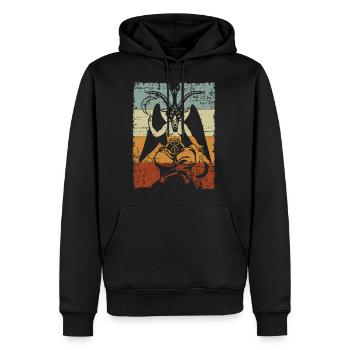 Baphomet rétro chèvre diable occulte - Sweat à capuche Premium bio Homme - noir - Devant - Nico (187cm)