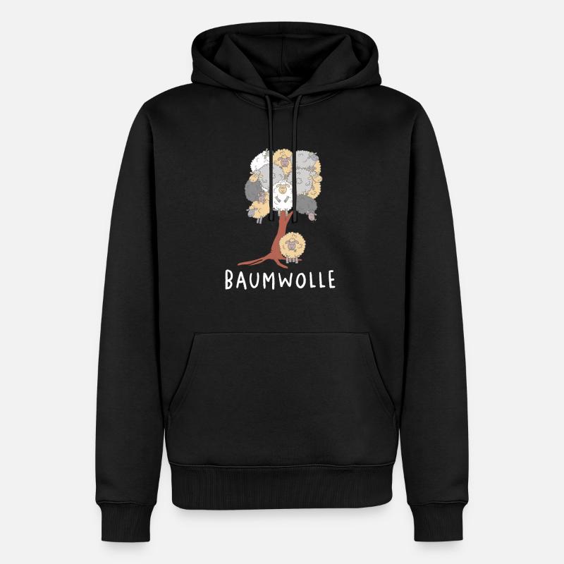 Baumwolle Schafe am Baum Schaf Wortspiel - Männer Premium Bio Hoodie - Schwarz