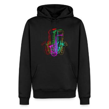 Vintage Saxophone 90er 80er Saxophon Jazz - Männer Premium Bio Hoodie - Schwarz - Vorne - Nico (187cm)