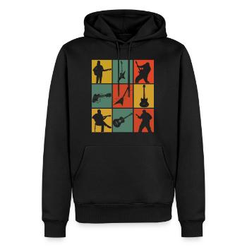 Rétro guitariste guitariste guitares électriques - Sweat à capuche Premium bio Homme - noir - Devant - Nico (187cm)