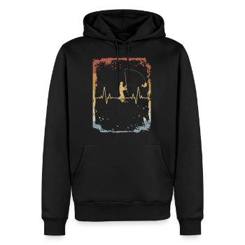 Herzschlag Angler Retro - Männer Premium Bio Hoodie - Schwarz - Vorne - Nico (187cm)