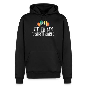 Trockener Humor - Es ist mein Geburtstag - Männer Premium Bio Hoodie - Schwarz - Vorne - Nico (187cm)