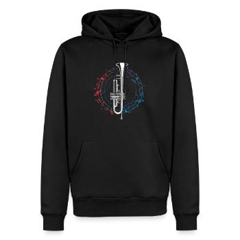 Trumpet Instrument Musical Note Circular Music - Sweat à capuche Premium bio Homme - noir - Devant - Nico (187cm)