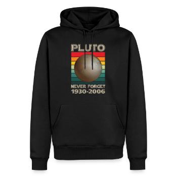 Pluto Never Forget Vintage Space Science - Men’s Premium Organic Hoodie - black - Front - Nico (187cm)