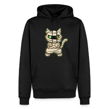Chat à momie effrayant Avec les yeux Verts - Sweat à capuche Premium bio Homme - noir - Devant - Nico (187cm)