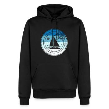 Retro Segelboot - Männer Premium Bio Hoodie - Schwarz - Vorne - Nico (187cm)