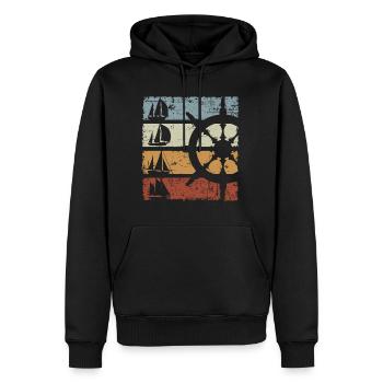 Retro Segelboot - Männer Premium Bio Hoodie - Schwarz - Vorne - Nico (187cm)