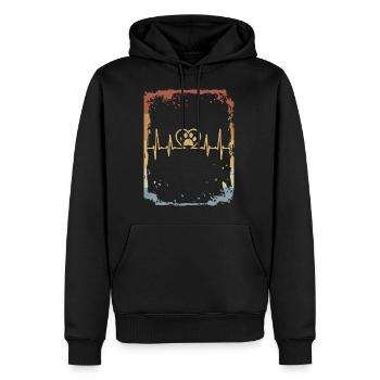 Herzschlag Hund Retro - Männer Premium Bio Hoodie - Schwarz - Vorne - Nico (187cm)