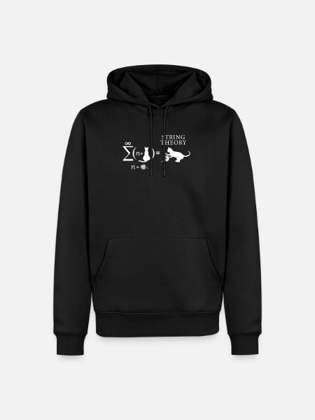 String Theory Cat And Yarn Sarcastic Science Humor - Männer Premium Bio Hoodie - Schwarz