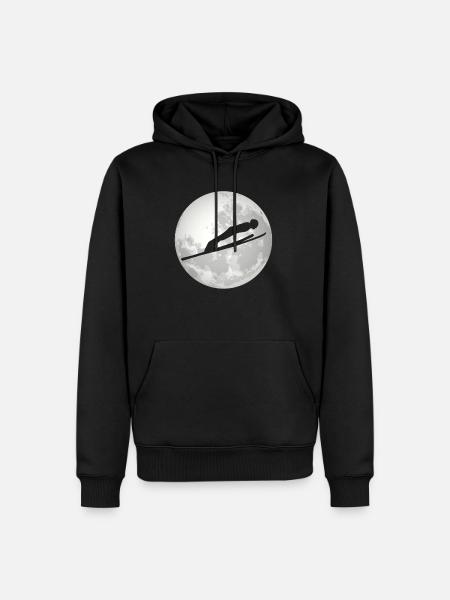 Skispringer Mond Geschenk - Männer Premium Bio Hoodie - Schwarz
