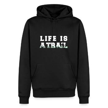 Life is a Trail Vélo Vélo Vélo - Sweat à capuche Premium bio Homme - noir - Devant - Nico (187cm)