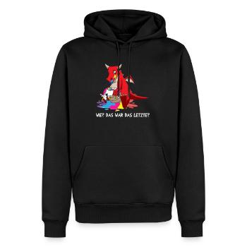 Dragons comme le dernier dragon mange la licorne - Sweat à capuche Premium bio Homme - noir - Devant - Nico (187cm)