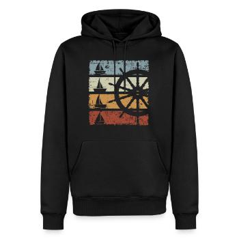 Vintage Sailboat - Männer Premium Bio Hoodie - Schwarz - Vorne - Nico (187cm)