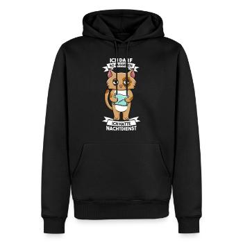 Ich darf so aussehen ich hatte Nachtdienst - Männer Premium Bio Hoodie - Schwarz - Vorne - Nico (187cm)