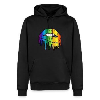 LGBT Rainbow Lip Gay Pride LGBTQ Lips Gay Pride - Sweat à capuche Premium bio Homme - noir - Devant - Nico (187cm)