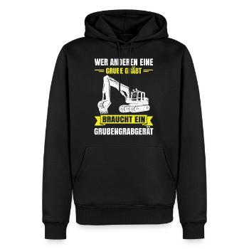 Wer anderen eine Grube gräbt Grubengrabgerät - Männer Premium Bio Hoodie - Schwarz - Vorne - Nico (187cm)