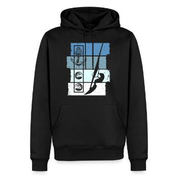 Windsurfen Retro - Männer Premium Bio Hoodie - Schwarz - Vorne - Nico (187cm)