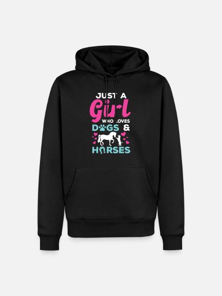 Just A Girl Who Loves Dogs and Horses Pferde Hunde - Männer Premium Bio Hoodie - Schwarz