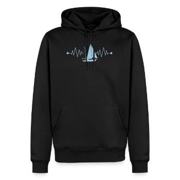 Sailor Sailboat Heartbeat Sailing - Men’s Premium Organic Hoodie - black - Front - Nico (187cm)