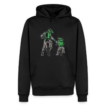 Motocross Vater & Sohn Motorradfahrer Geschenk - Männer Premium Bio Hoodie - Schwarz - Vorne - Nico (187cm)