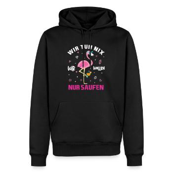 Wir Tun Nix Wir Wollen Nur Saufen Flamingo JGA - Männer Premium Bio Hoodie - Schwarz - Vorne - Nico (187cm)