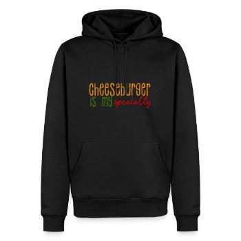 Cheeseburger Is My Specialty 3 - Men’s Premium Organic Hoodie - black - Front - Nico (187cm)