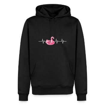 Heartbeat in Pink - Flamingo Edition - Männer Premium Bio Hoodie - Schwarz - Vorne - Nico (187cm)