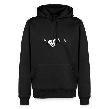 Heartbeat Diving - Nous aimons la plongée en apnée - Sweat à capuche Premium bio Homme - noir - Devant - Nico (187cm)