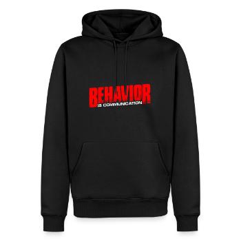 Le comportement est la communication 13 - Sweat à capuche Premium bio Homme - noir - Devant - Nico (187cm)