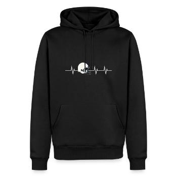 Battement de cœur d’un footballeur - Sweat à capuche Premium bio Homme - noir - Devant - Nico (187cm)